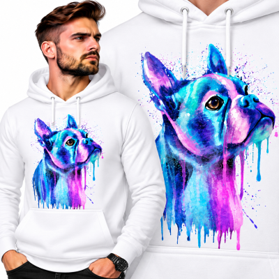BLUZA Z KAPTUREM ZWIERZĘTA  BOSTON TERRIER